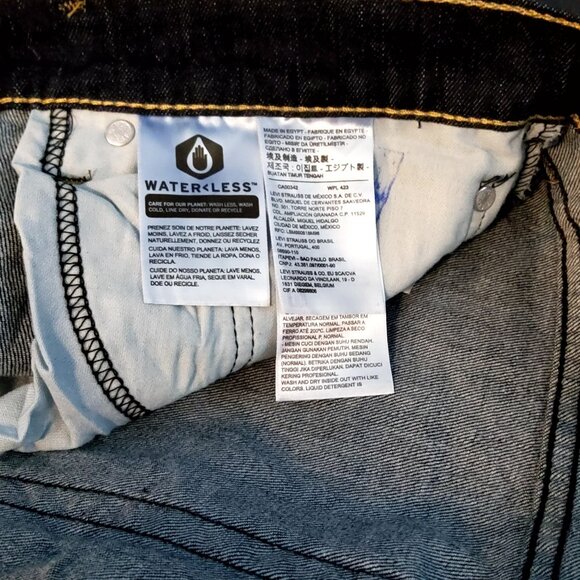 Levis Mens Water<Less Jeans Size W42 L32 Dark Denim Straight Leg - Picture 6 of 8